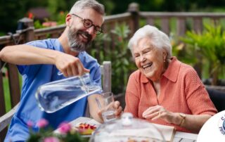 A caregiver provides Home Care for Seniors in the summer months.